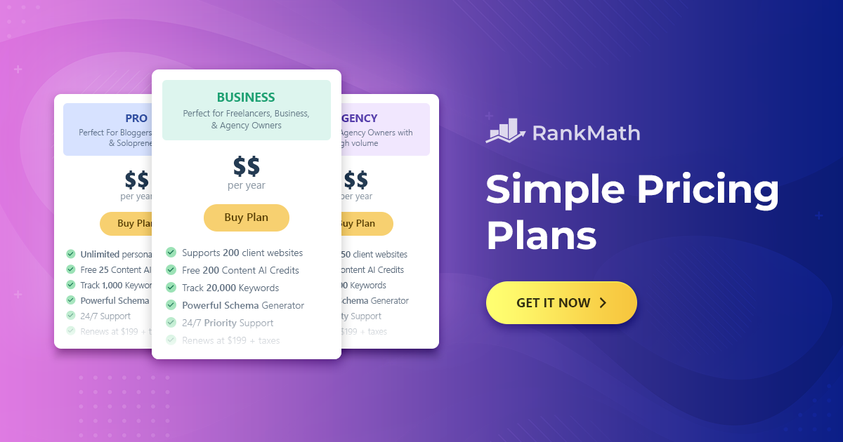 Rank Math PRO – WordPress SEO Plugin Business Plan